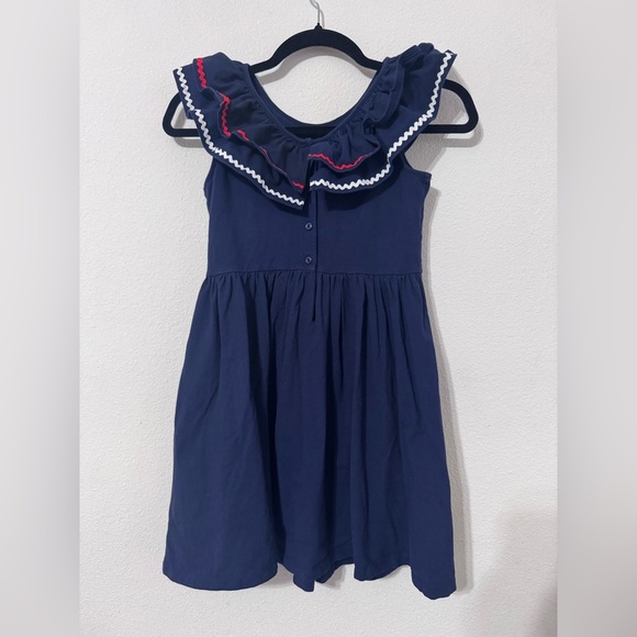 GIRLS Janie and Jack Americana Navy Ric Rac Ruffle Dress Size 10 - Picture 4 of 5